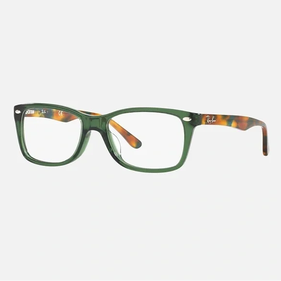 🕶 Ray-Ban RX5228 Green Optical Frames with Tortoise Temples53–17–140
